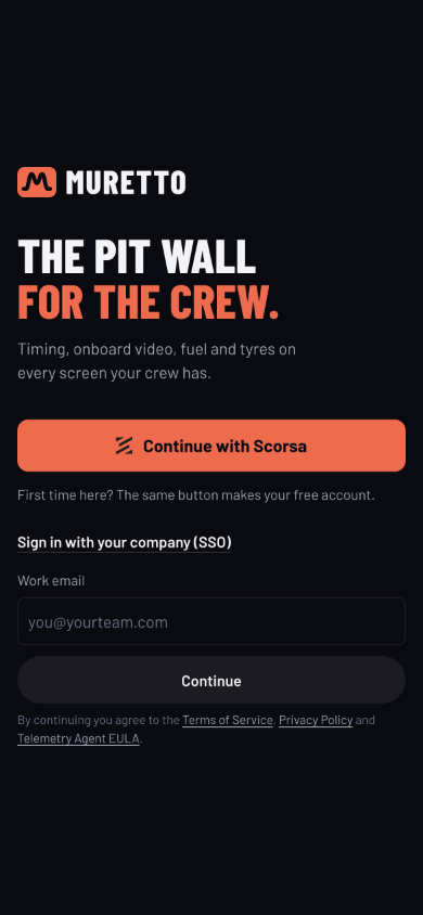 The sign-in screen on a phone with company sign-in open: a work email field and a Continue button